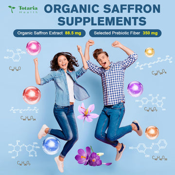 Totaria Organic Saffron dietary products - 100% Organic Extract with Prebiotic Fiber - 60 Vegan Caps