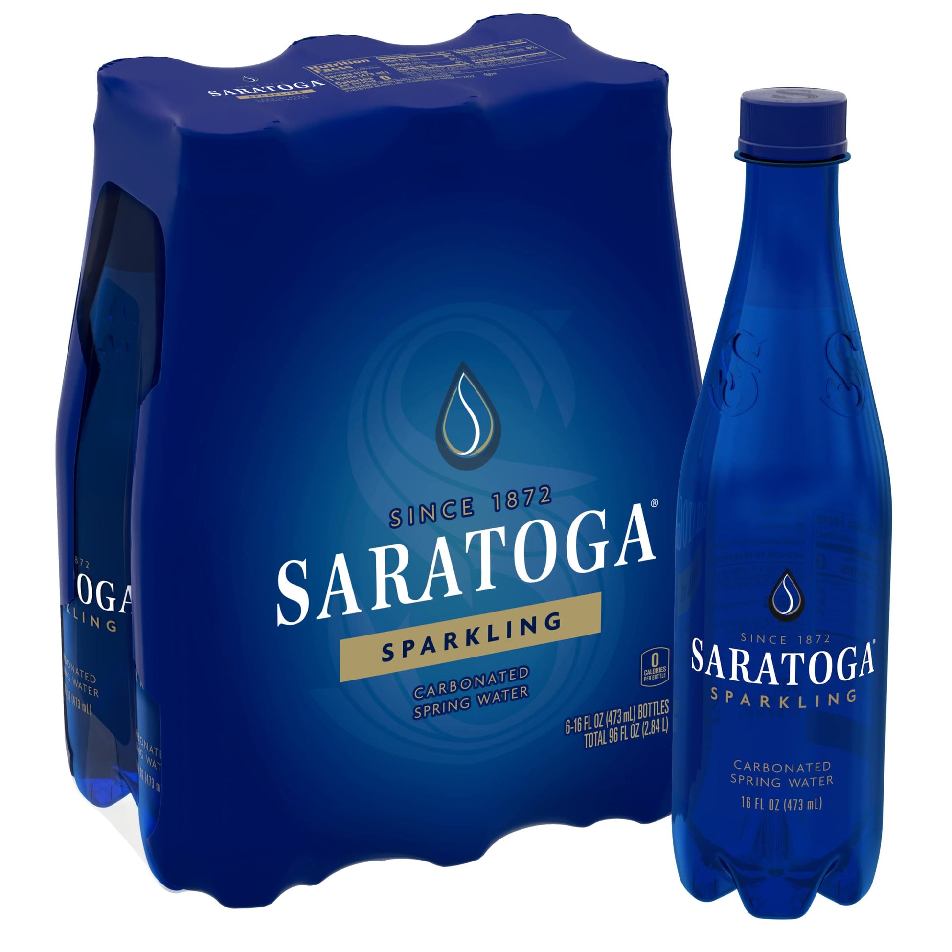 Saratoga Sparkling Spring Water Bottle Pet, 16 Oz, 6-Pack