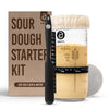 ABIOTO Sourdough Starter Kit Includes 24 oz Sourdough Starter Jar with Metallic Lid Silicone Spatula Feeding Tracker Extra Thermometer Strips & Breathable Covers - Sourdough Bread Starter Kit