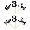 24Pcs 3rd Birthday Cupcake Toppers Glitter Third Birthday Three Cupcake Picks for Baby Shower 3rd Birthday Anniversary Party Cak