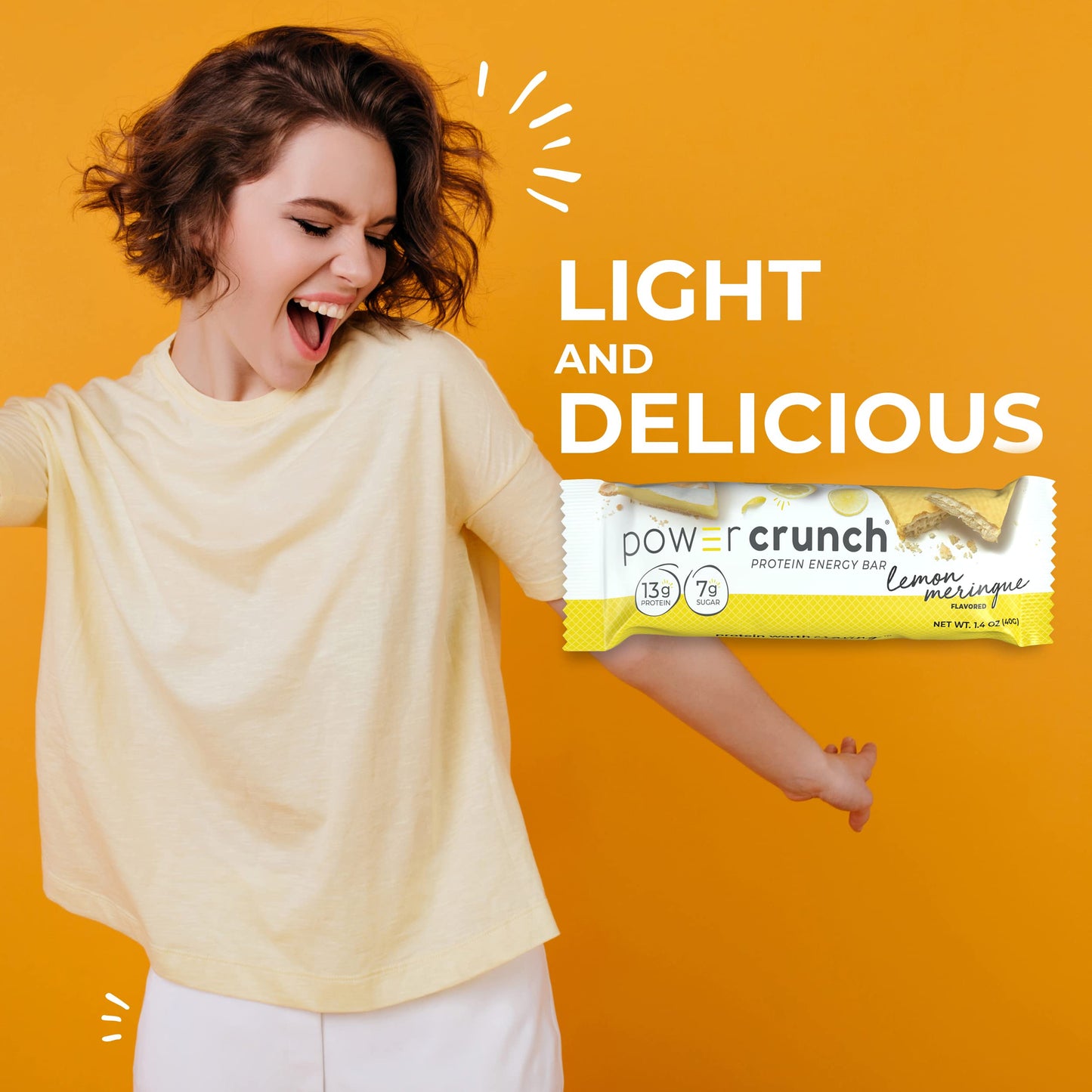 Power Crunch Protein Wafer Bars, High Protein Snacks With Delicious Taste, Lemon Meringue, 1.4 Ounce (12 Count)