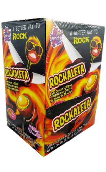 Sonrics Rockaleta Lollipop Chili Layered With Gum Center -,1.9 Pounds 30 Ct. Case