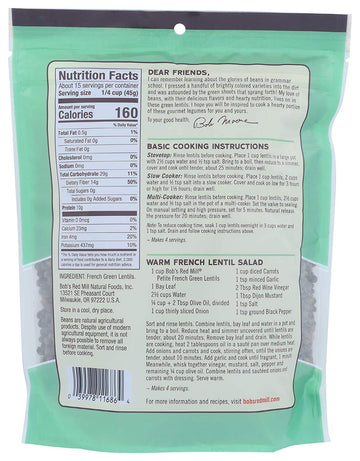 Bob'S Red Mill Petite French Green Lentils, 24 Ounce (Pack Of 3)