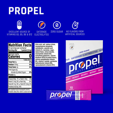 Propel Powder Packets Berry with Electrolytes, Vitamins and No Sugar (10 Count)