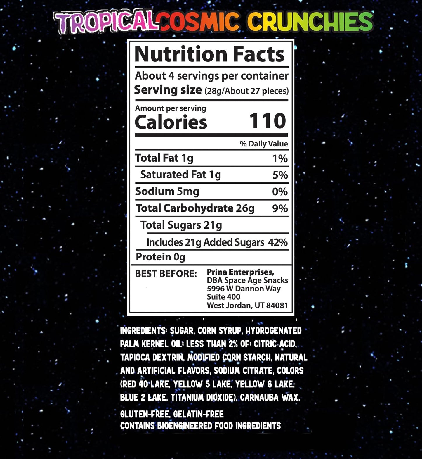 Space Age Snacks Premium Freeze Dried Candy, Cosmic Crunchies, 4 Ounce Pack, Sweet Crunchy for All Ages