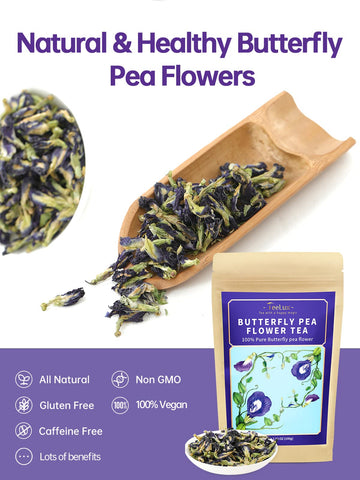 TeeLux Butterfly Pea Flower Tea, Non-GMO, Dried, 3.5 Oz