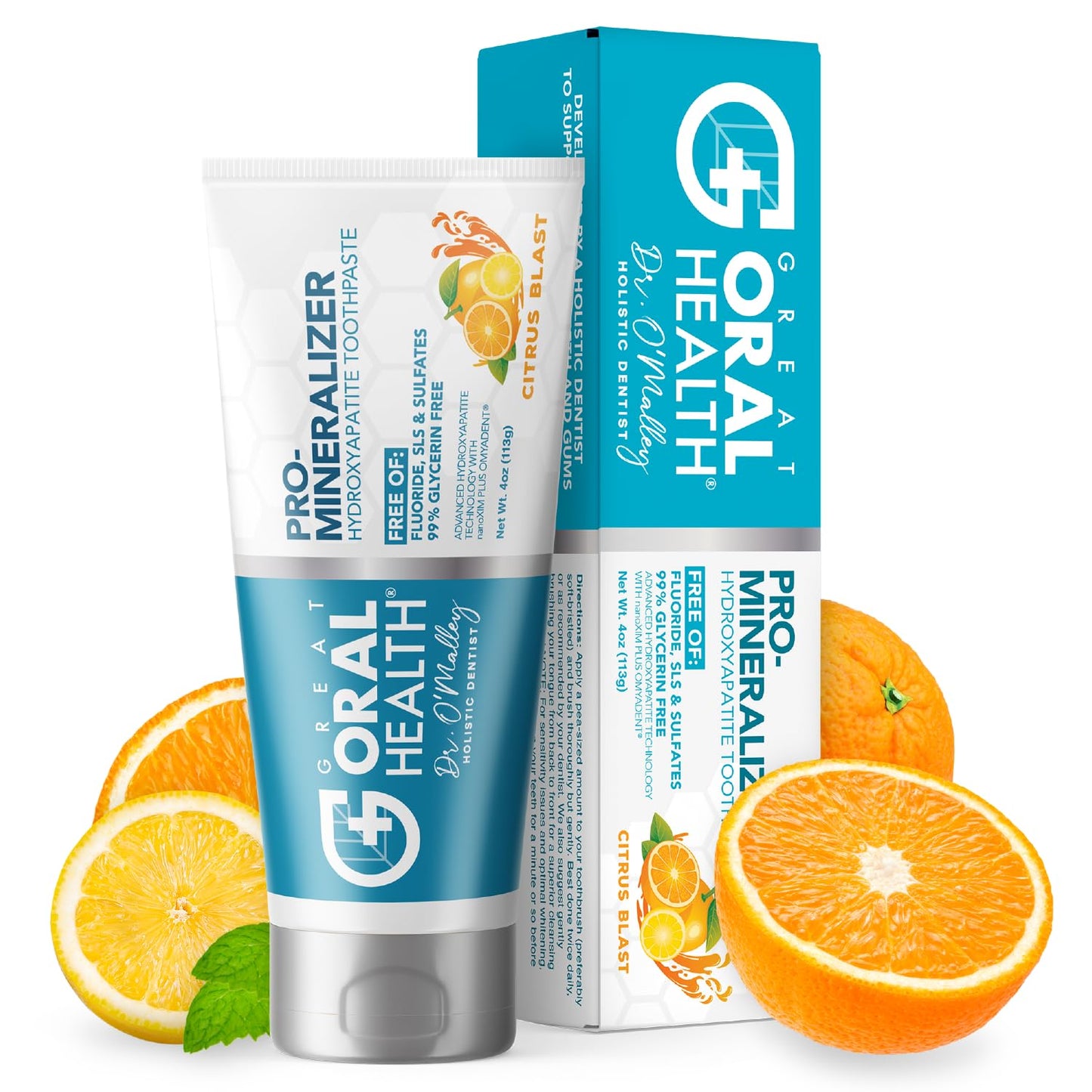 Pro-Mineralizer Toothpaste Citrus Blast - Nano Hydroxyapatite & Enamel Support Toothpaste W/Xylitol Aloe Vera & Sea Salt - Anti