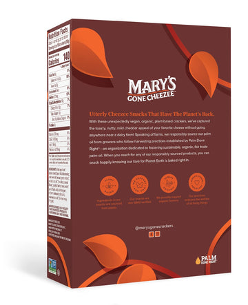 Marys Gone Cheezee Plant-Based Crackers, Cheddar Flavor, Vegan, Dairy Free, Toasty & Tangy Organic Snack, Family Size (6 Pack)