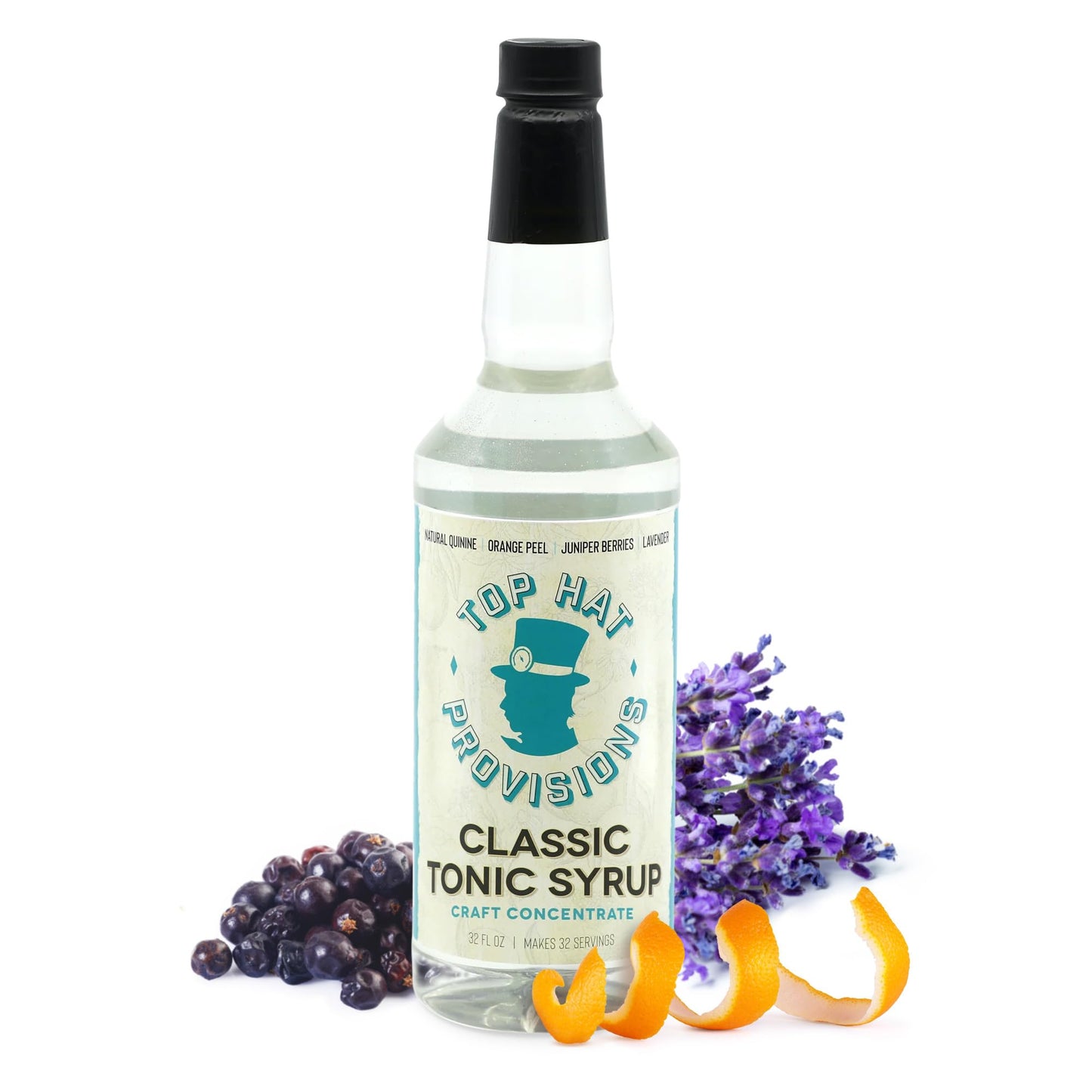 Top Hat Provisions Classic Tonic Syrup - 32oz Bottle - Natural Quinine Concentrate - Make Tonic Water at Home