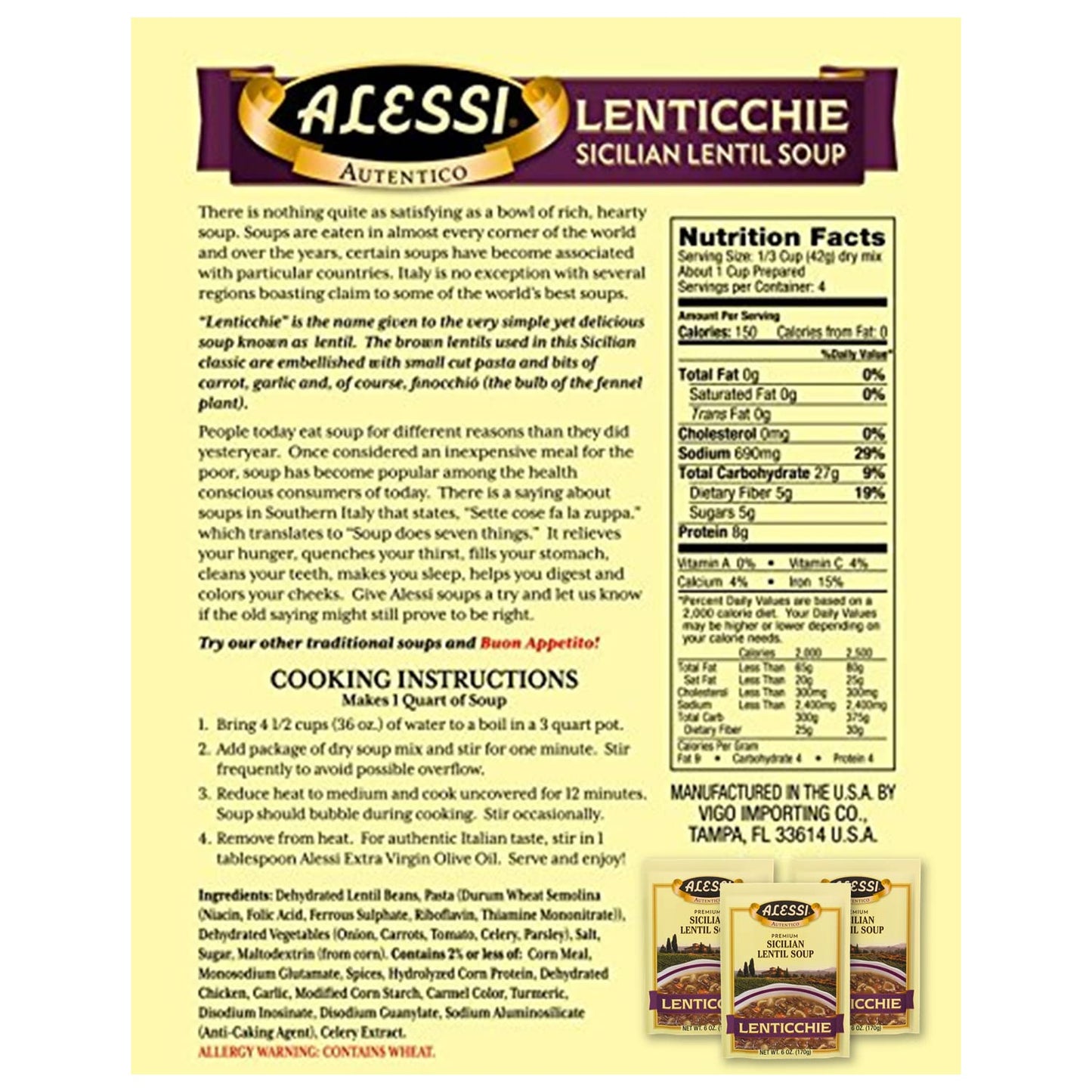 Alessi Autentico Premium Soups, Traditional Flavors, 6oz (Variety, Pack of 3)