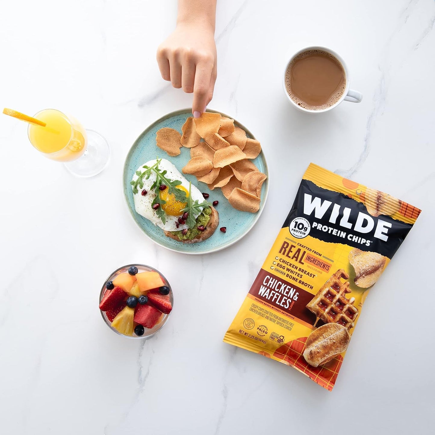 WILDE Protein Chips Chicken & Waffles, High Protein Snacks for Adults, Keto Chips, Gluten Free, Low Carb Snack Box Made with Rea