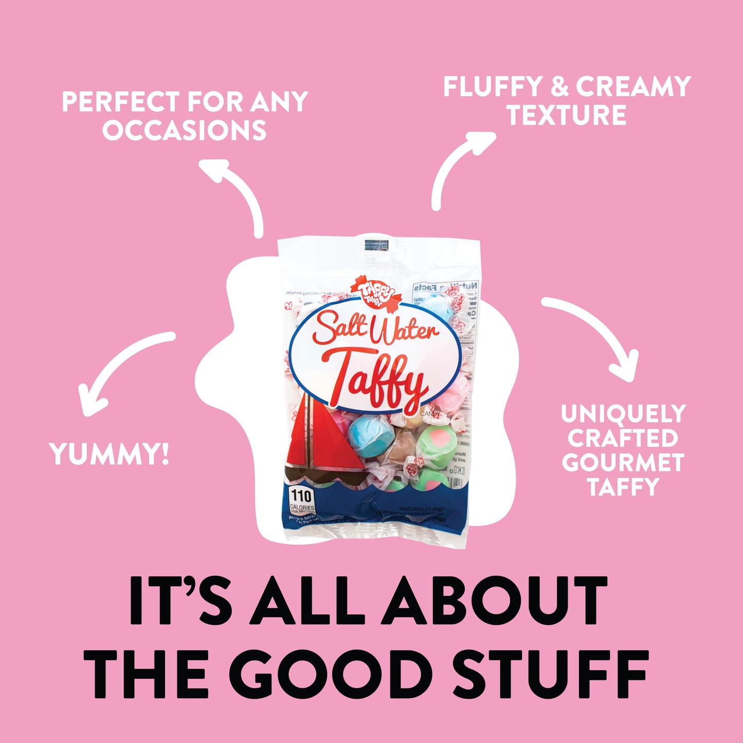 Taffy Town Salt Water Taffy, Assorted Salt Water, 80 Oz
