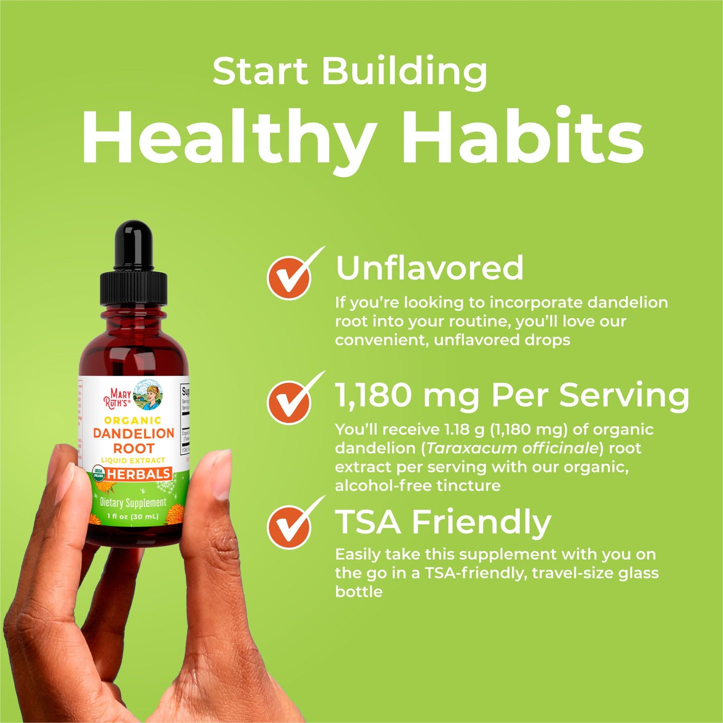 MaryRuth Organics Organic Dandelion Root Extract | Liquid Herbal dietary product | 1 Fl Oz | Vegan, Gluten Free, Non-GMO