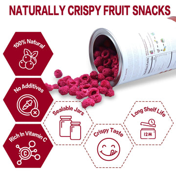 Freeze Dried Raspberries, Freeze Dried Fruit, 110G/3.88Oz Whole Frozen Raspberries, No Sugar Added, Healt-Hy Snacks For Cocktail