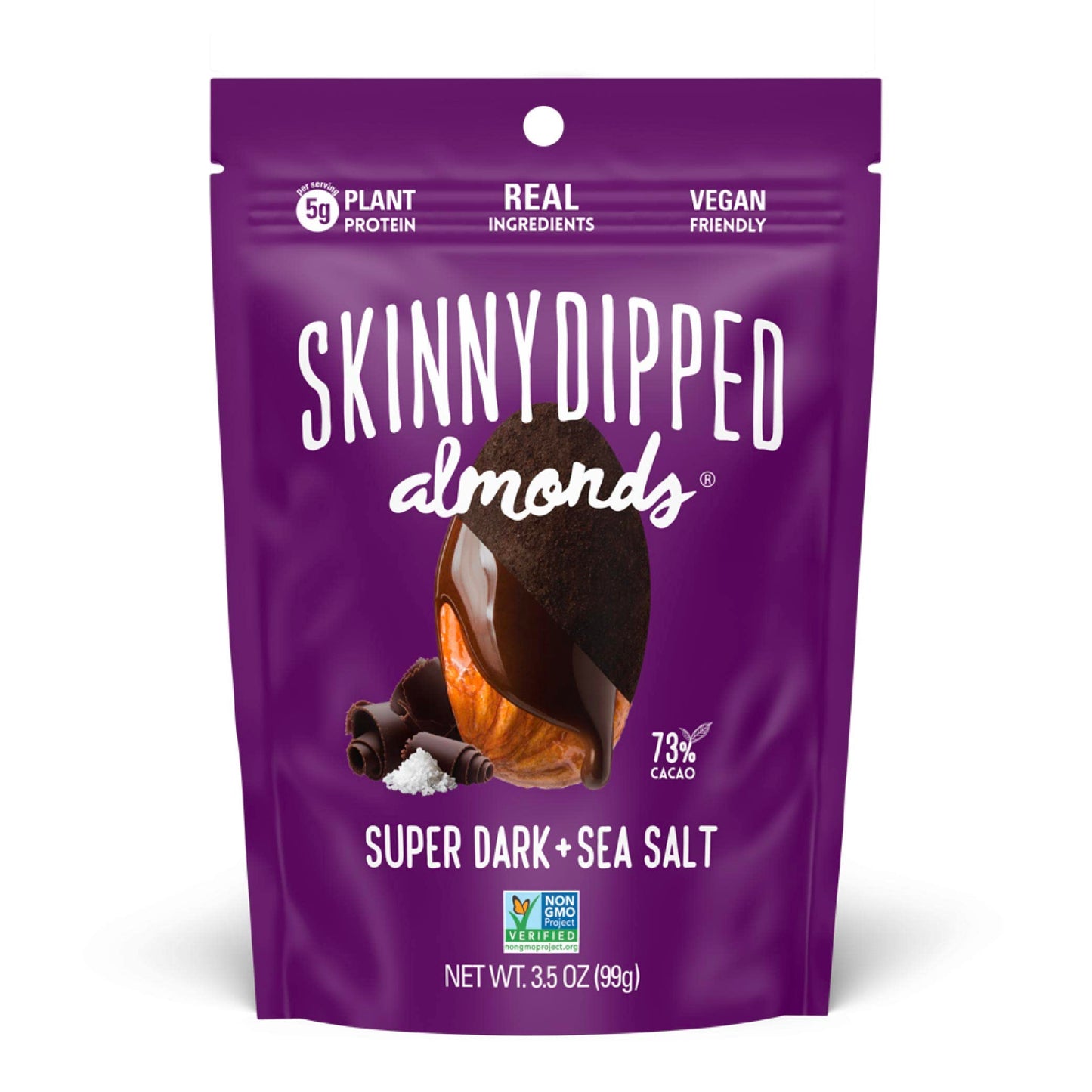 Skinnydipped Superdark + Sea Salt Chocolate Covered Almonds 3.5 Ounce Resealable Bag 1 Count