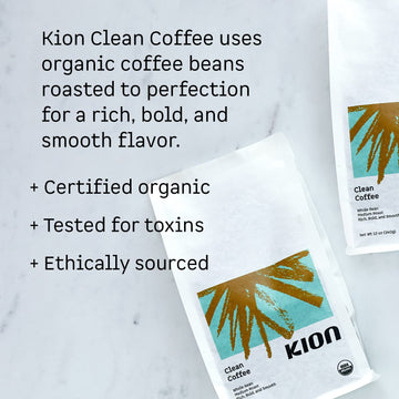 Kion Organic Ground Coffee, Tested For Toxins, Ethically Sourced, Rich, Bold, And Smooth, Medium Roast 12 Oz (1 Pack)