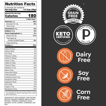 Witzi'S Grain Free Granola, Pumpkin Spice, 5Oz (Pack Of 3), Made With Almonds, Pumpkin & Cinnamon, Vegan, Keto, Gluten Free, Hea