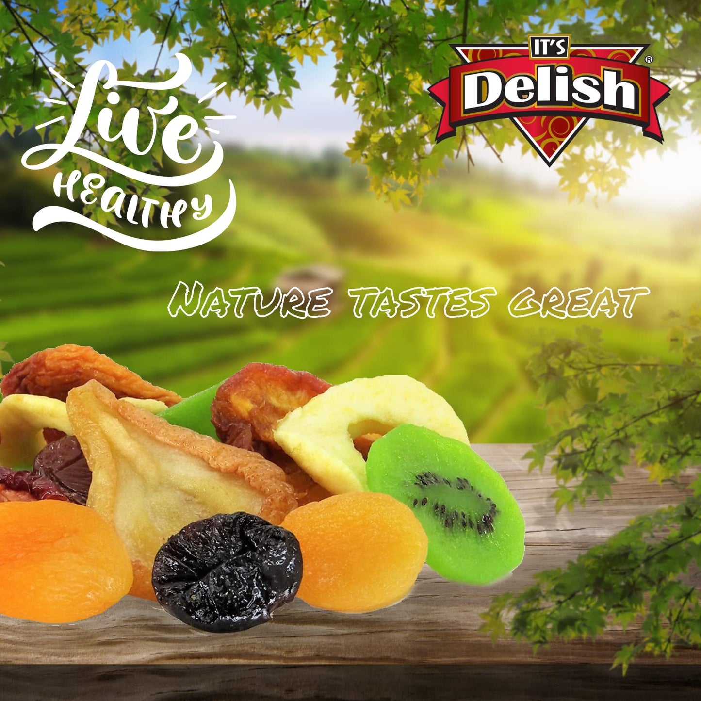 Dried Mixed Fruit With Prunes By It'S Delish, 5 Lbs Bulk | Snack Mix Of Prunes, Apricots, Plums, Apple Rings, Nectarines, Peache