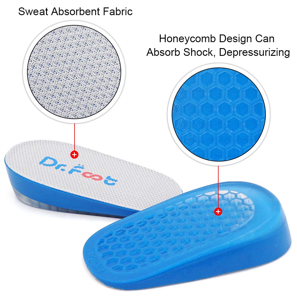 Dr. Foot'S Height Increase Inserts, Gel Heel Lift Insoles, Shoe Lifts Insoles For Leg Length Discrepancies (0.6'' Height)