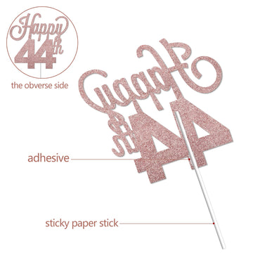Lingteer Happy 44Th Birthday Cake Topper - Cheers To 44Th Birthday 44 Years Old Birthday Party Cake Decorations Sign.