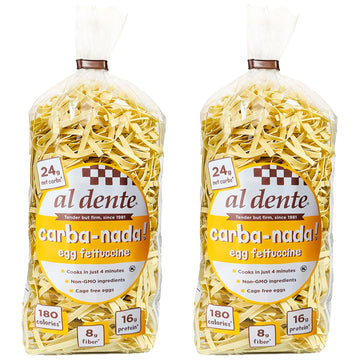 Al Dente Carba-Nada Egg Fettuccine, Lower Carb, 16G High Protein, Cage Free Eggs, Non-Gmo, Artisanal, Homemade Taste & Texture, 10Oz Bags (Pack Of 2)