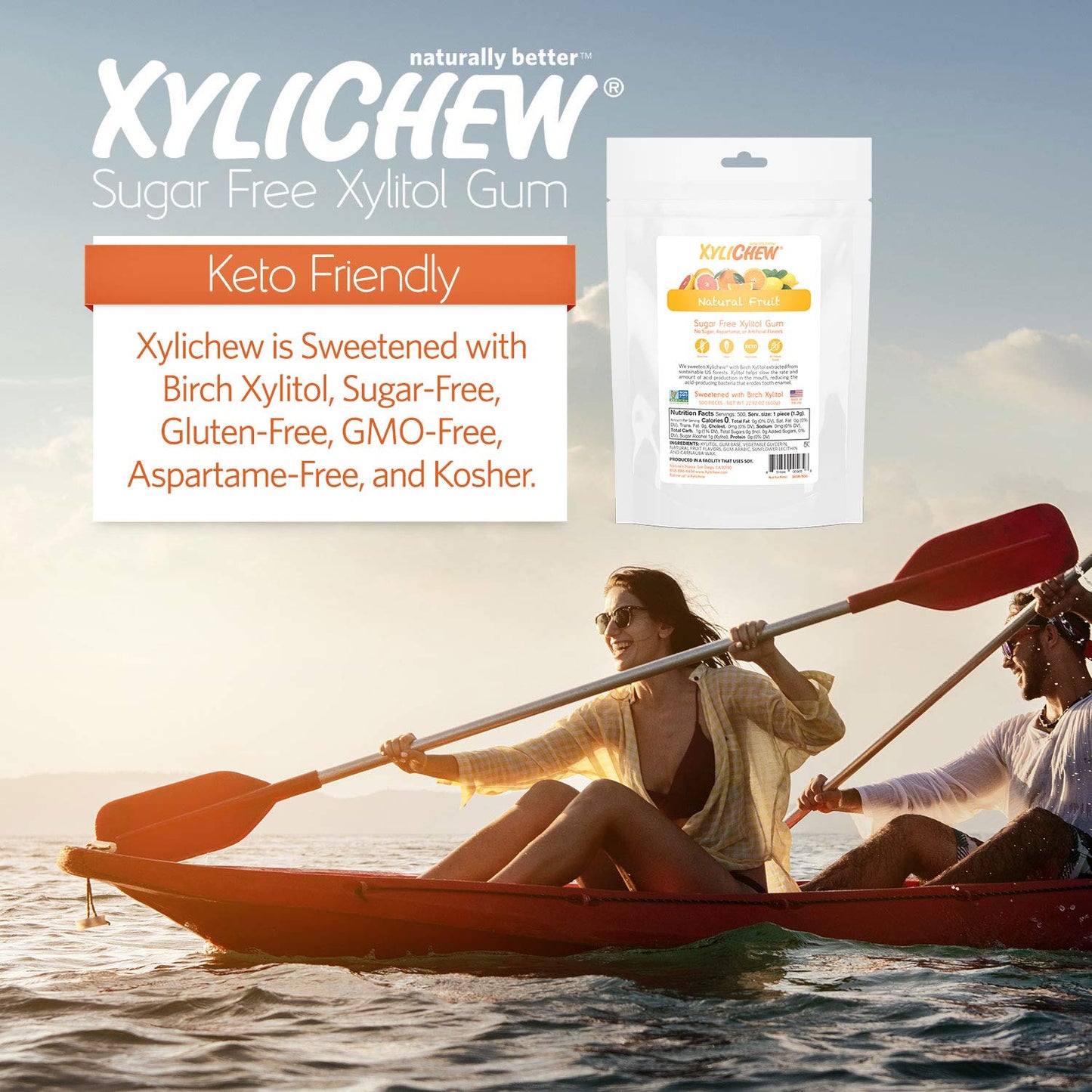Xylichew Chewing Gum - 100% Xylitol, Non-GMO, Sugar-Free, Gluten-Free, 500 Count