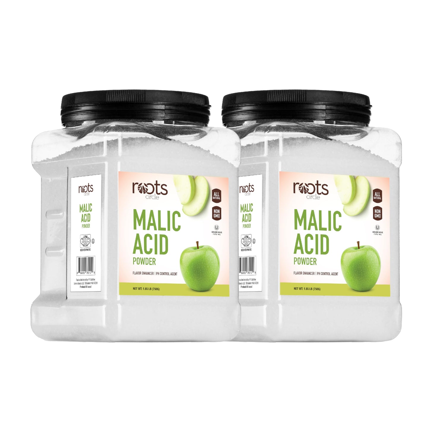 Roots Circle Malic Acid Powder - Bulk 2 Pack Of 26.45 Oz | Premium Food Grade, Gluten-Free, Non-Gmo Ideal For Flavor Enhancer, W
