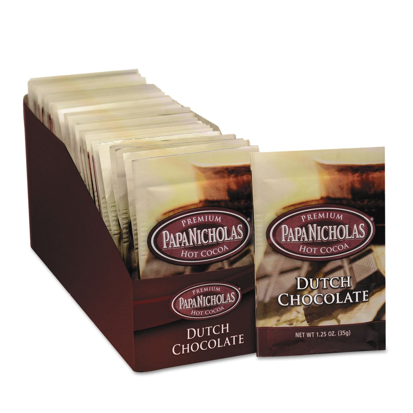 Papanicholas Coffee 79224 Premium Hot Cocoa, Dutch Chocolate, 24/Carton