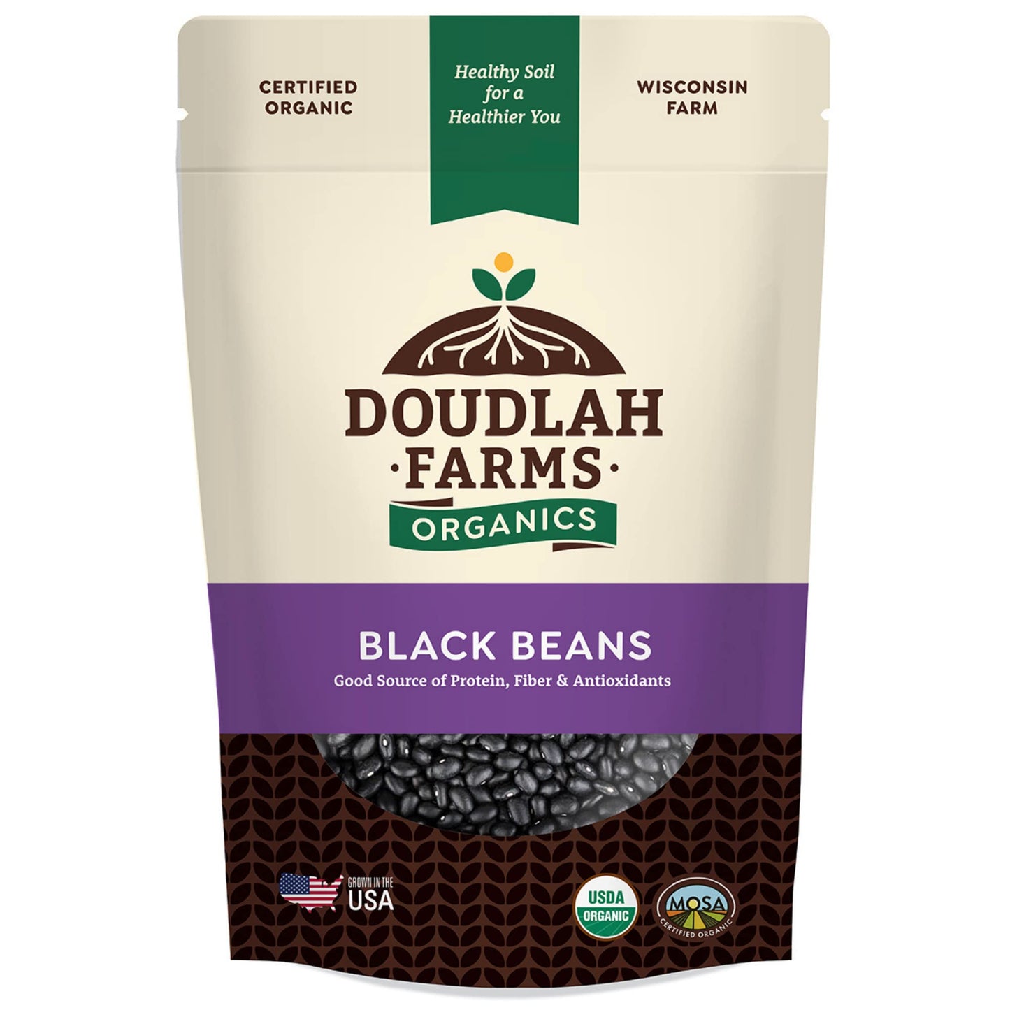 Organic Dried Black Beans 1 lb, Unsalted, Low-Sodium, Non-GMO, Farmed From Regenerative Soil, Tested Clean Certified - Rich in F