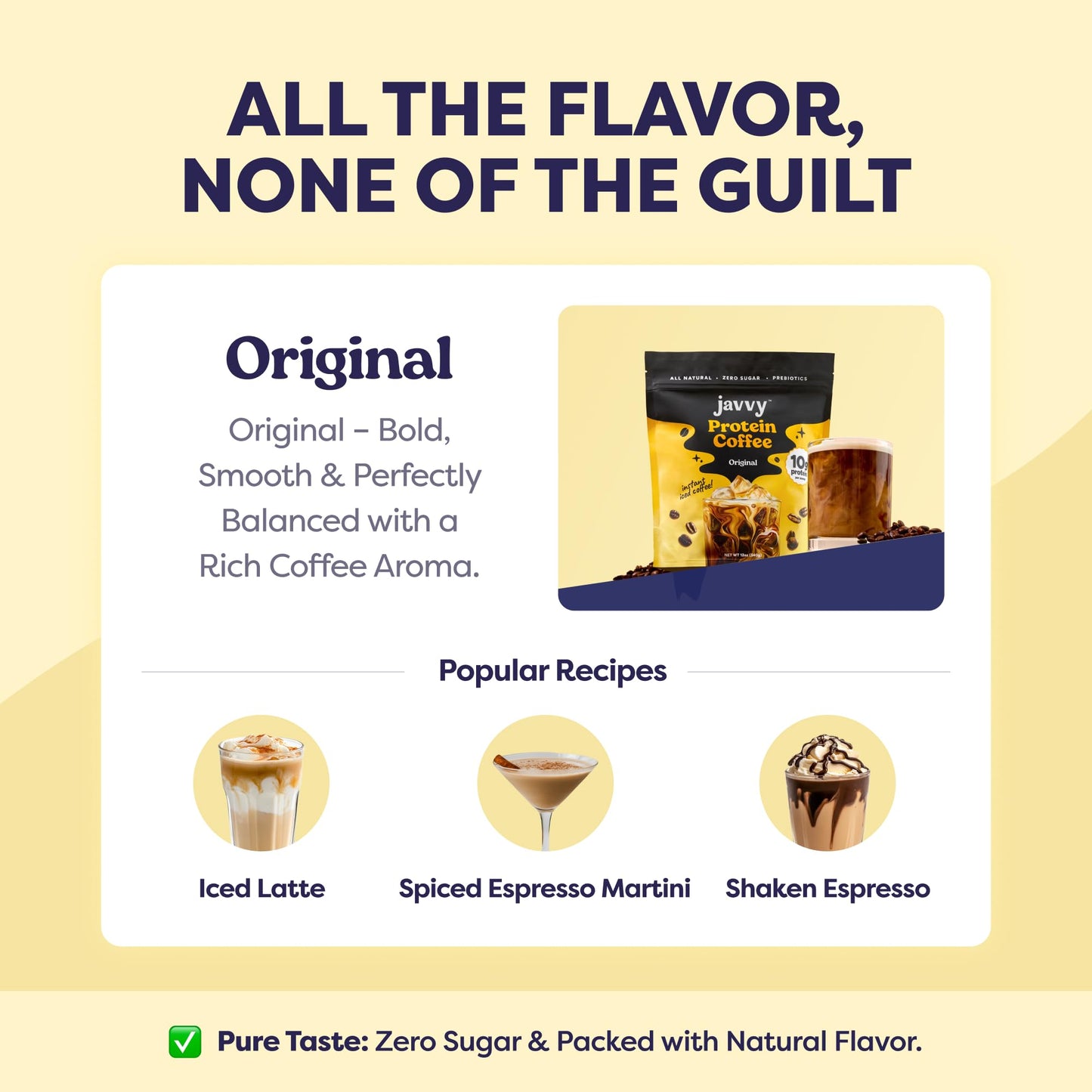 Javvy Original Protein Iced Coffee - 20 Servings, 100% Natural Cold Brew, Zero Artificial Flavors, 105 mg Caffeine, Brown