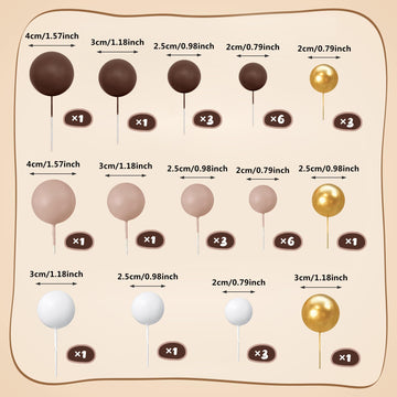 32 Pcs Ball Cake Picks Colorful Ball Shaped Cake Topper Pearl Balls Cupcake Cake Insert Topper For Birthday Party Decoration Sup