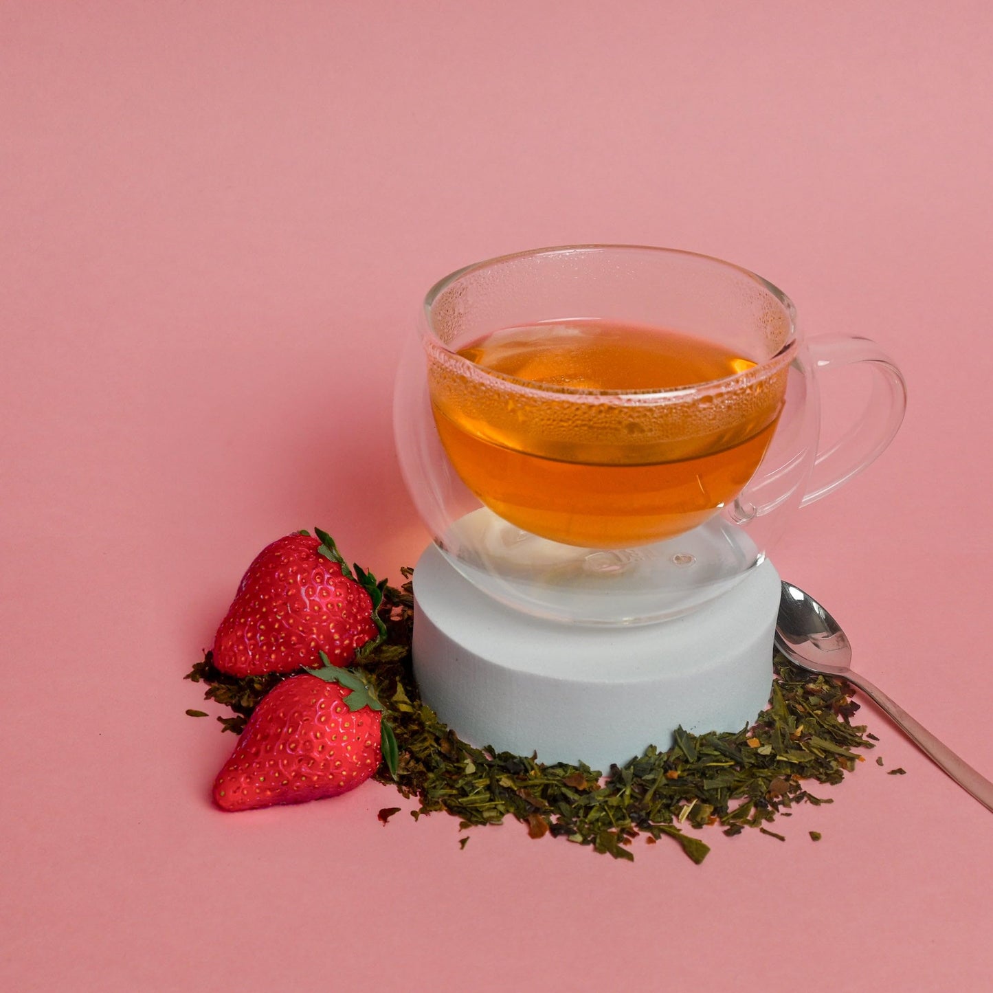 Organic Positively Tea Company, Strawberries And Cream, Green Tea, Loose Leaf, 16 Ounce