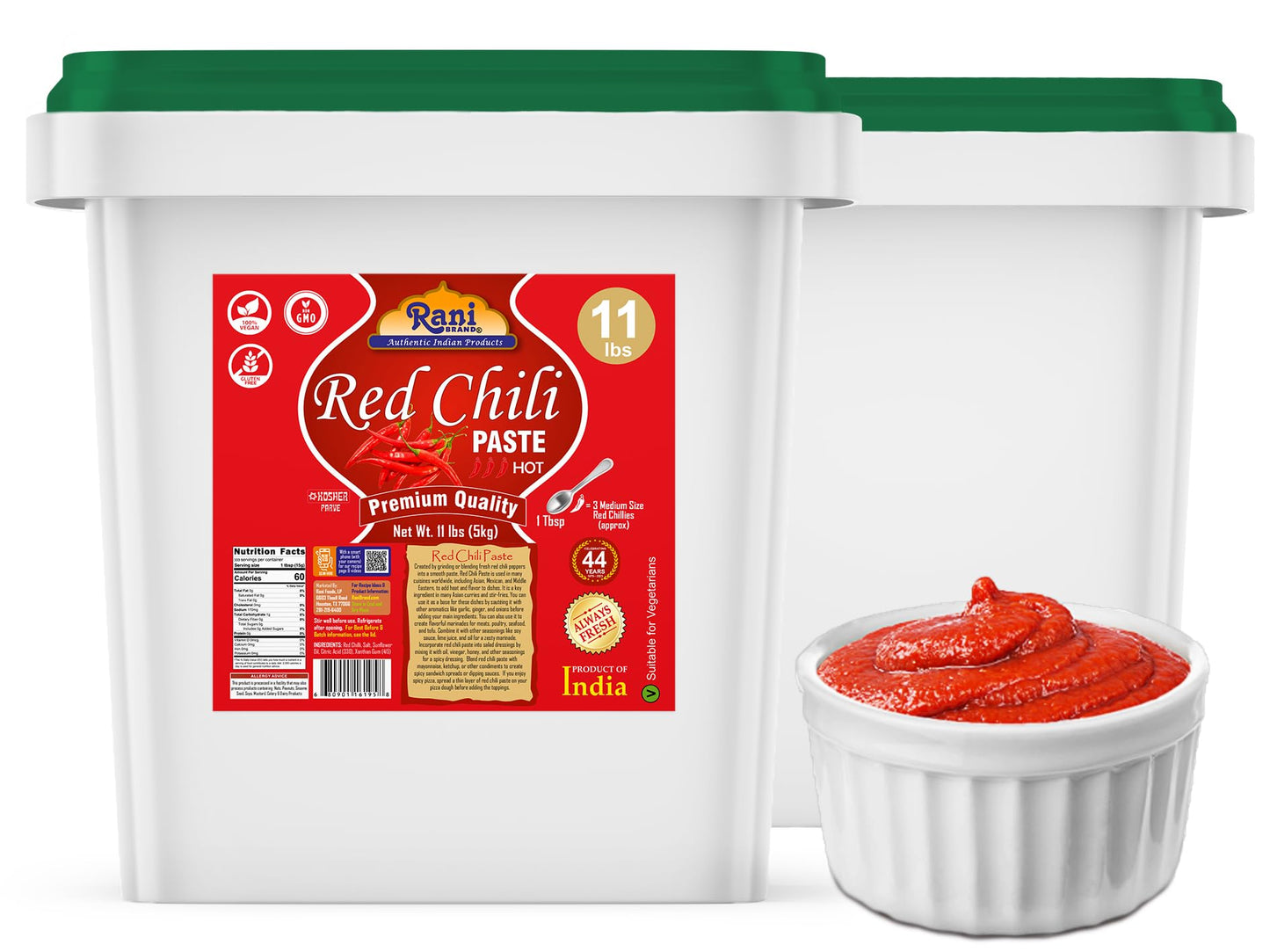 Rani Red Chilli Cooking Paste 176Oz (11Lbs) 5Kg Bulk ~ Vegan | Gluten Free | Non-Gmo | Kosher | No Colors | Indian Origin