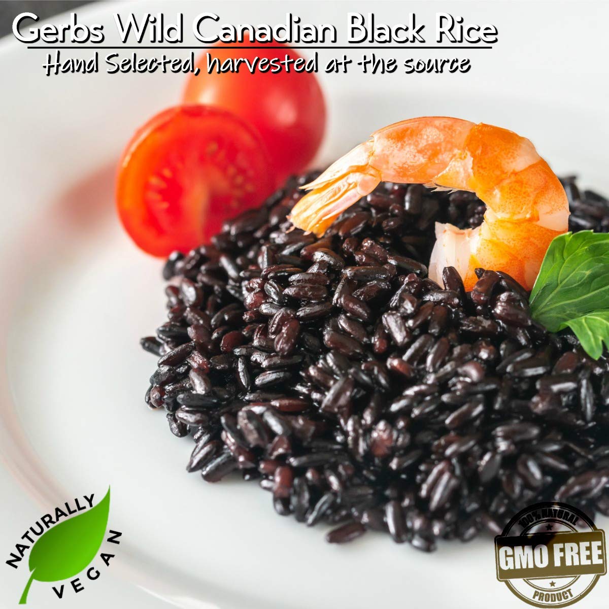 Gerbs Wild Black Canadian Rice 4 Lbs. Premium Grade | Top 14 Food Allergy Free | Freshly Harvested Packed In Resealable Bulk Bag | High In Protein, Fiber & Antioxidants | Gluten Peanut Tree Nut Free