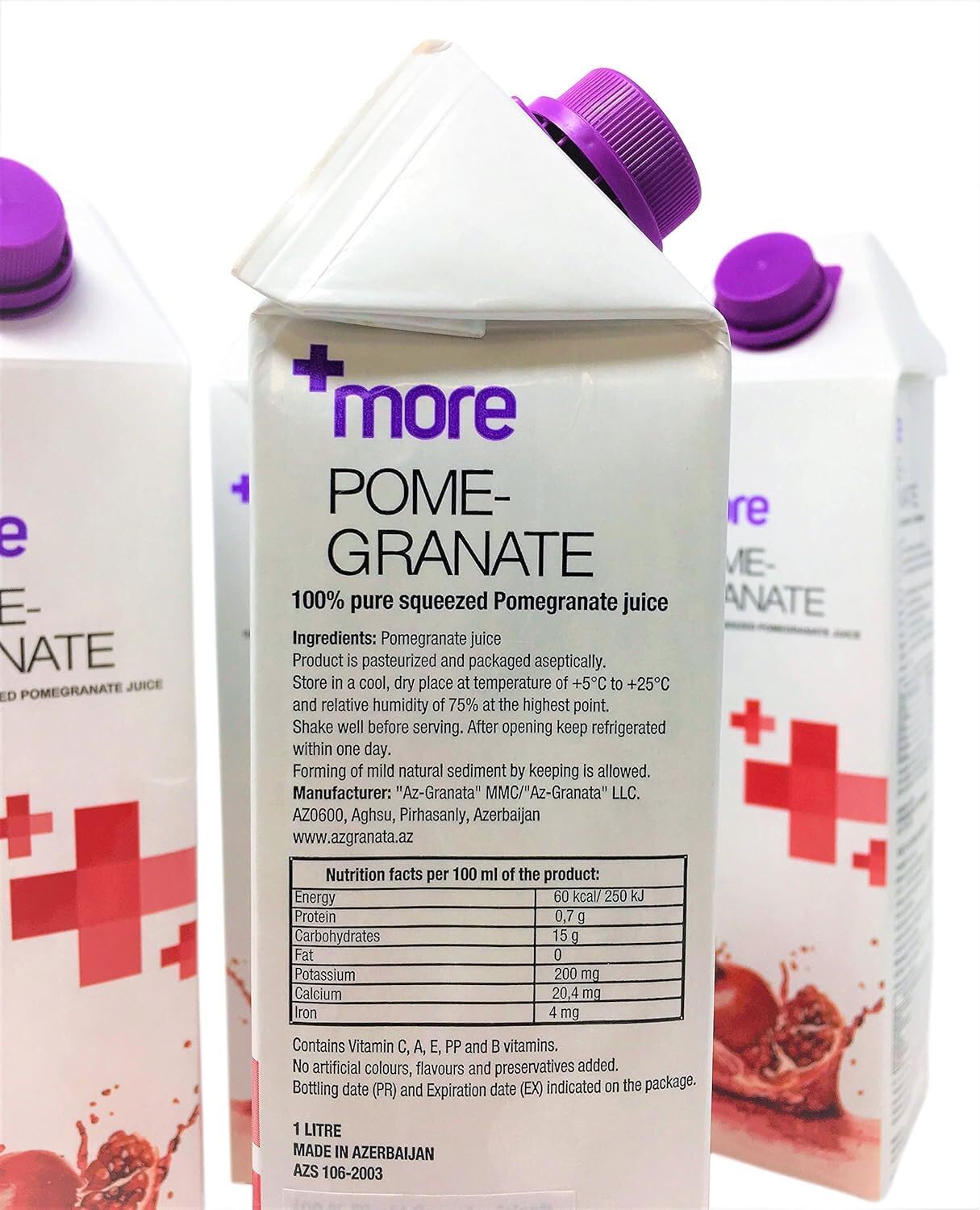 100% Pure Natural Pomegranate Juice, 33.8 Oz Cartoon Box (2 Pack) No Sugar, No Artificial Colors, No Preservatives, No Flavors A