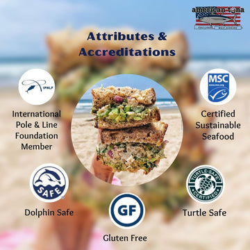 Wild Albacore Tuna Fish By American Tuna - No Salt Added, Wild Caught, Msc Certified, And One-By-One Pole Caught | (6) 6 Ounce C