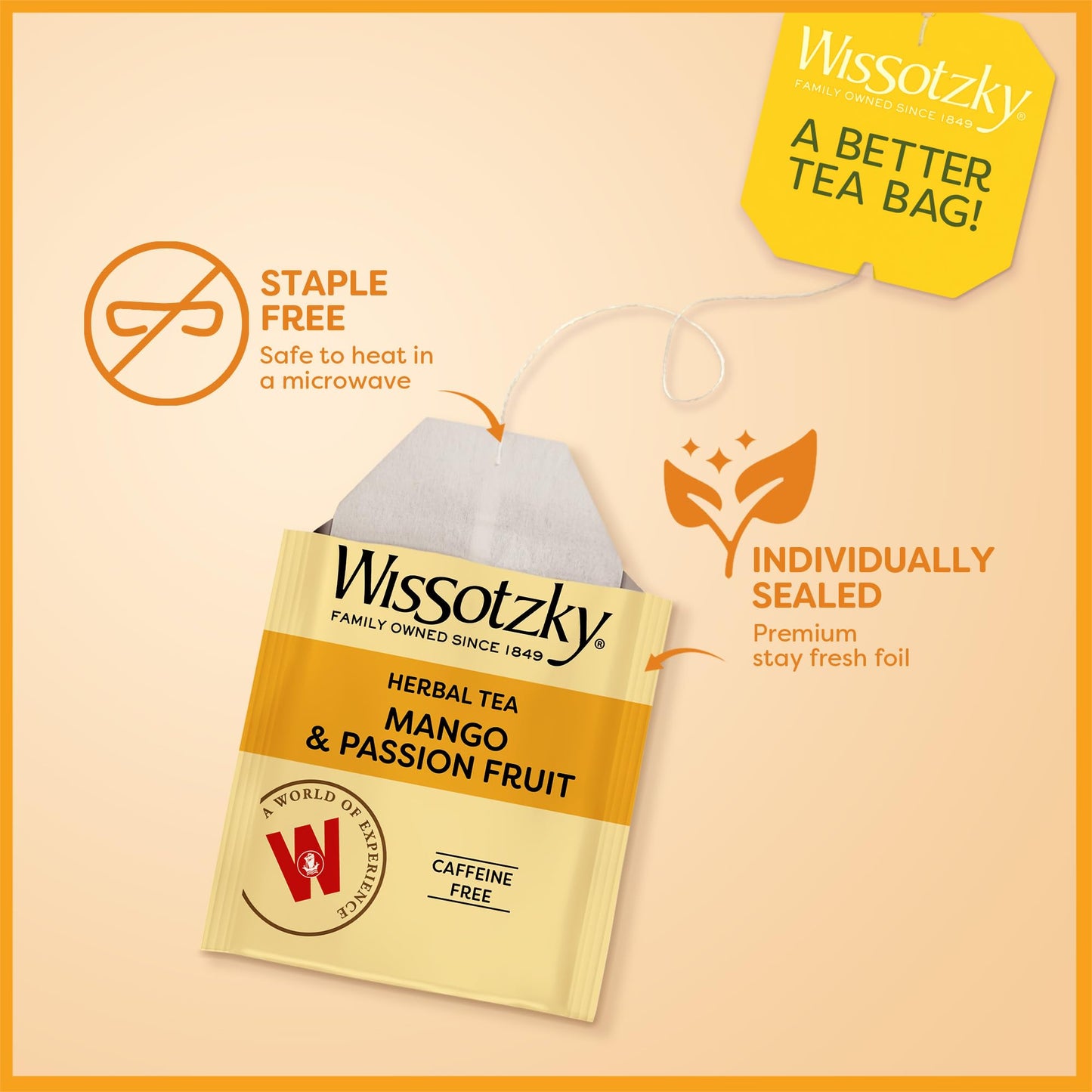 Wissotzky Mango & Passion Fruit Herbal Tea, 20 Tea Bags