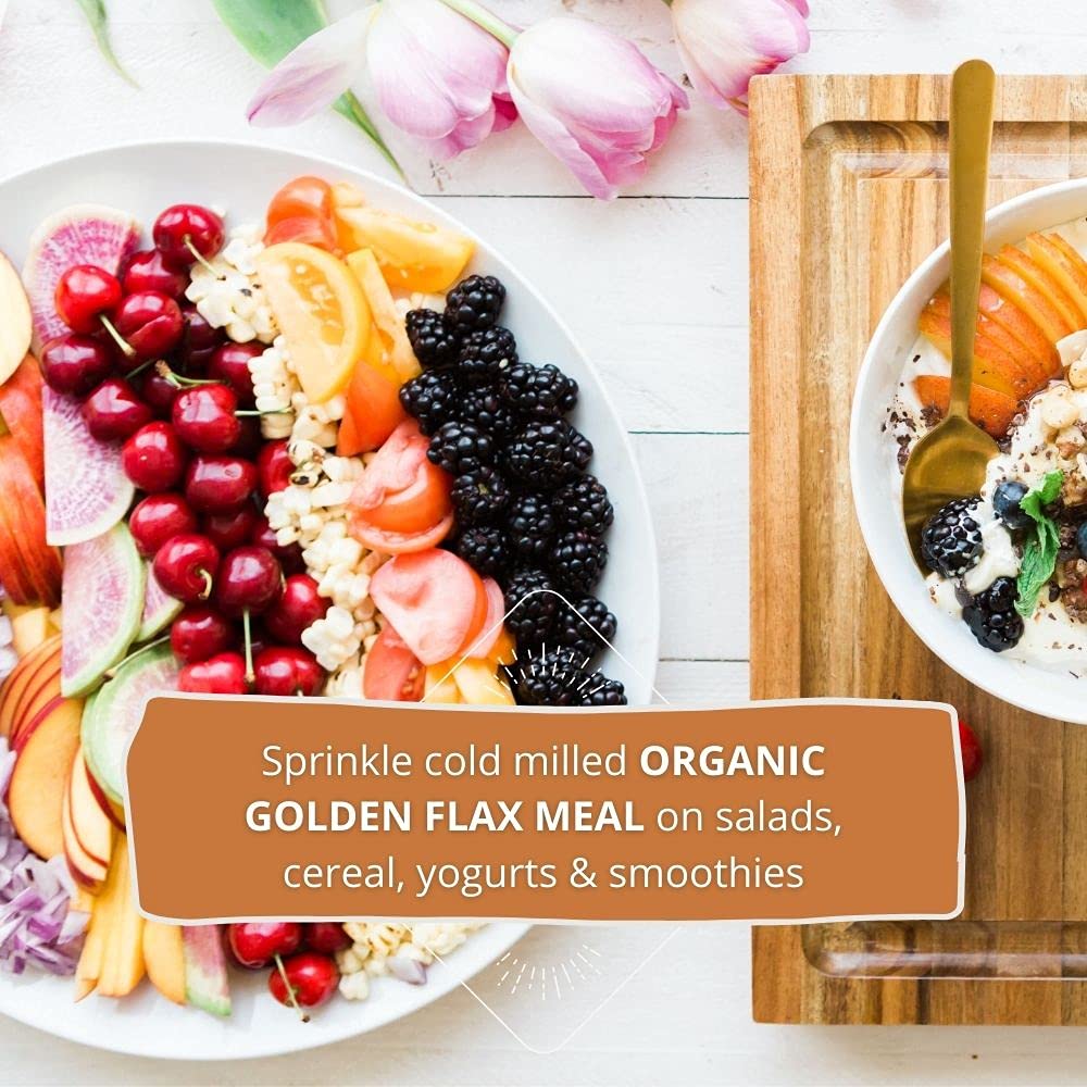 Garden of Life 100% Organic Ground Flax Seed, Cold Milled Premium Golden Flaxseed Meal for Women and Men, 2g Omega 3, Lignans, 3