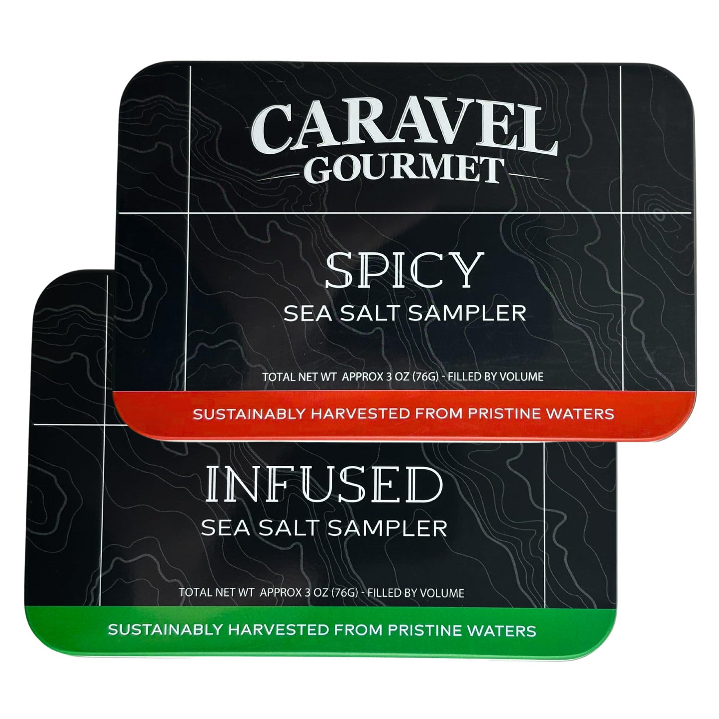Caravel Gourmet Sea Salt Gift Set - Infused & Spicy Salt Sampler - 12 Flavors, 6 Ounce (Pack of 2) - Great Gifts for Everyone