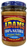Adams 100% Natural Creamy Unsalted Peanut Butter 16Oz (4 Pack)