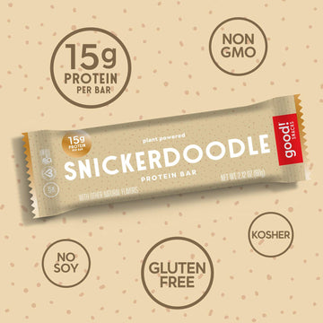 Good! Snacks Vegan Protein Bars, Snickerdoodle Bar, Gluten-Free, Plant Based, Low Sugar, High Protein Meal Replacement Bar, Guil