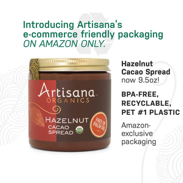 Artisana Organics Hazelnut Cacao Spread, 9.5 Oz | No Palm Oil, Sweetened With Coconut Sugar