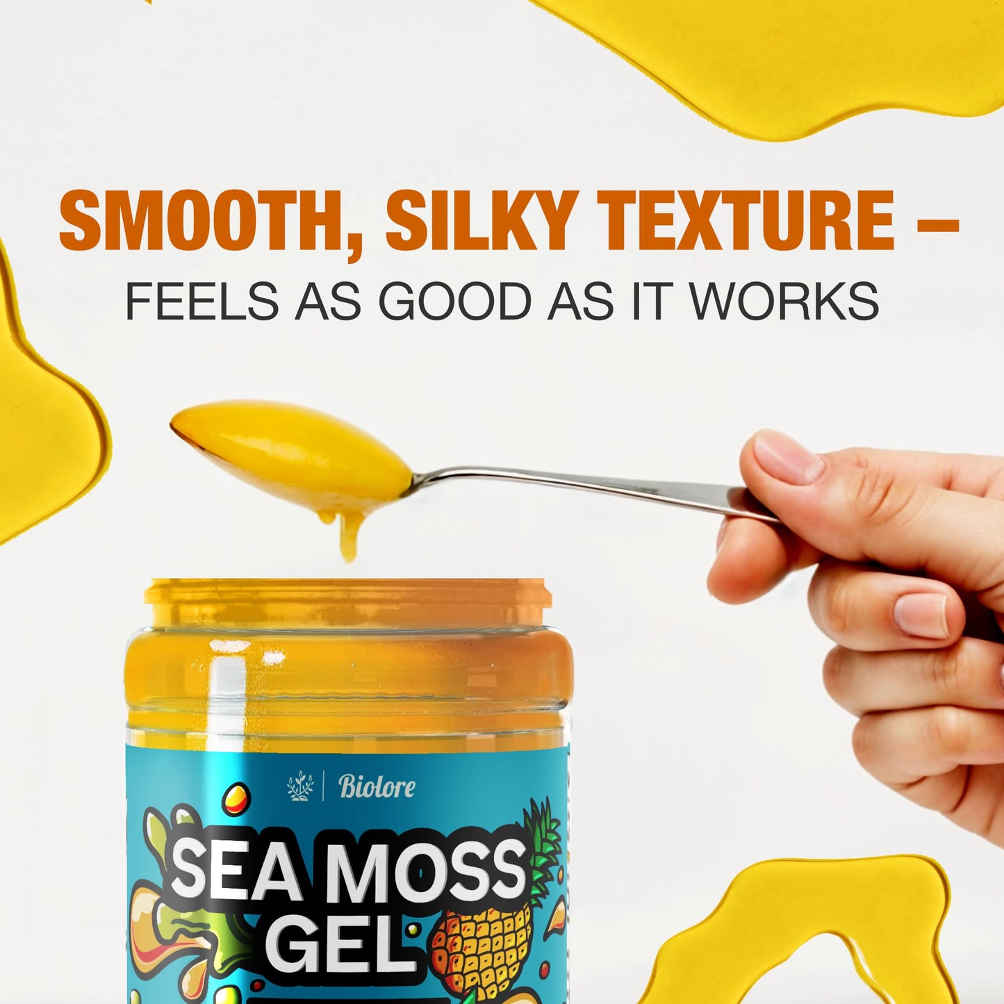Biolore Sea Moss Gel - Wildcrafted Irish Sea Moss, Made in USA - Superfood with Essential Vitamins, Trace Minerals - Mango Pinea