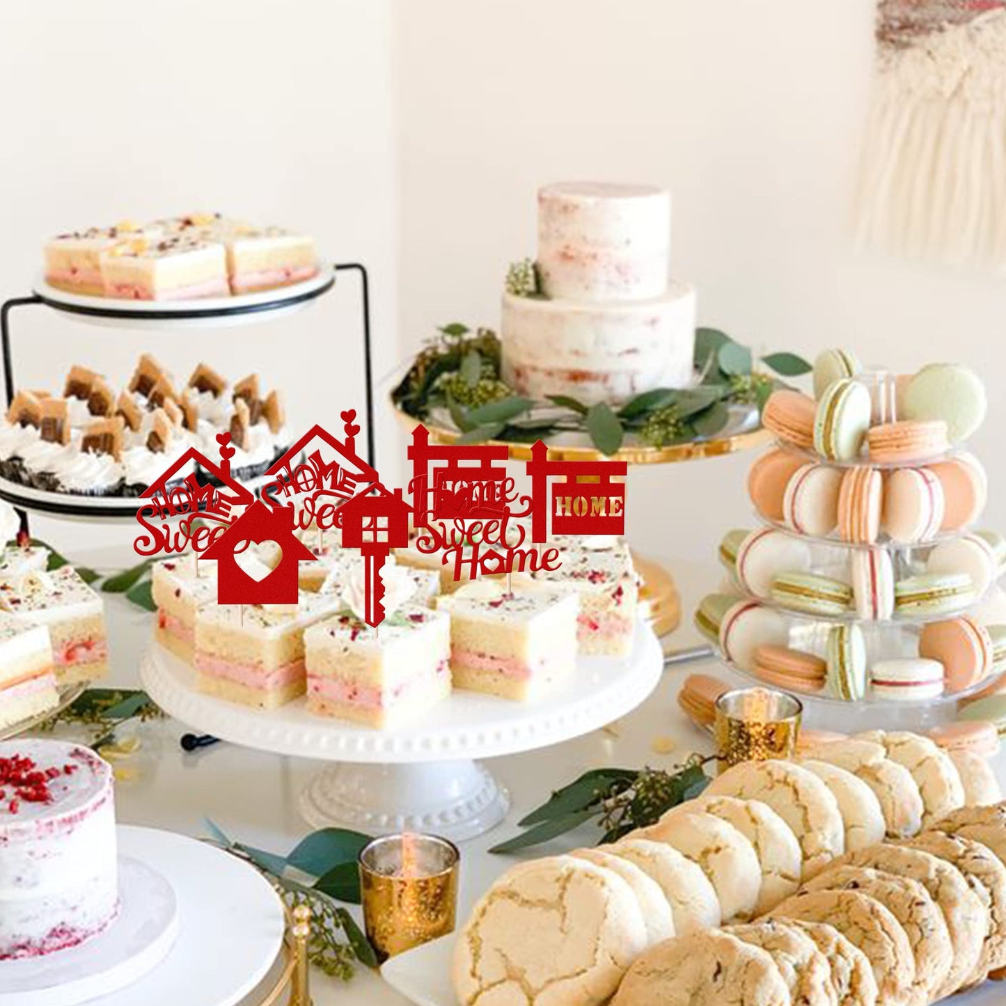 Rsstarxi 30 Pack Sweet Home Cupcake Toppers Key Housewarming Cupcake Picks Housewarming Party Decorations For Welcome New Home House Warming Party Cake Decorations Red