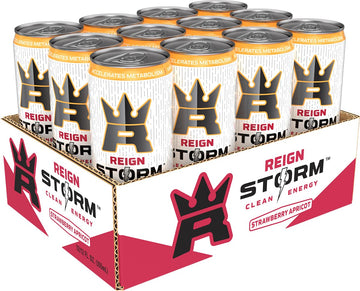 REIGN Fitness & Wellness Energy Drink, Strawberry Apricot, 12 Fl Oz, Pack of 12