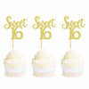 Ercadio 24 Pack Sweet 16 Cupcake Toppers Gold Glitter Age Sixteen Cupcake Picks Anniversary 16Th Kids Birthday Party Cake Decors