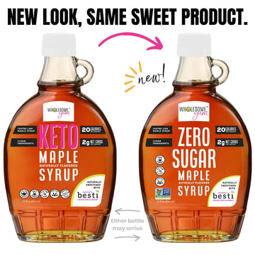 Wholesome Yum Zero Sugar Maple Syrup (Keto Maple Syrup) With Monk Fruit & Allulose - Natural Sugar Free Pancake Syrup - Non GMO,