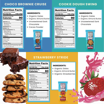 Yo! Bar By Bearded Brothers Vegan Organic Kids Bar | Gluten Free, Paleo And Whole 30 | Soy Free, Non-Gmo, Low Glycemic, No Sugar Added, Fiber + Whole Foods | Variety 3 Flavor Pack | 25 Bars