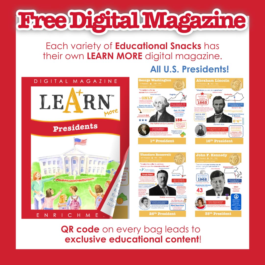 DICK & JANE EDUCATIONAL SNACKS – U.S. Presidents Edition, Nut-Free, 24-Pack, 1 Ounce Each