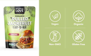 Kitchen And Love, Jackfruit Sweet Bbq, Organic, Fully Cooked, Versatile Plant Based Meat Alternative, Gluten Free, Ready In 90 S